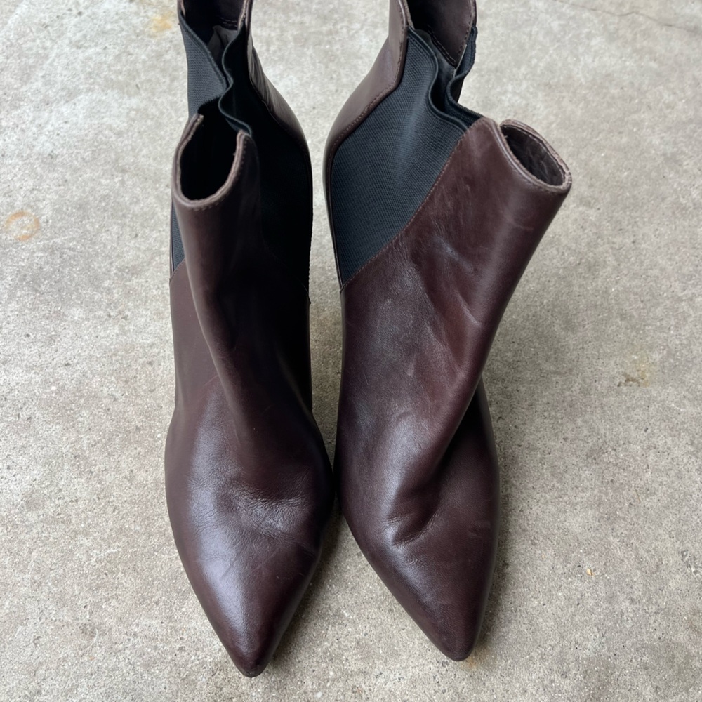 Michael Kors Leather Asbury Pointed Toe Leather Bootie Brown Women Sz 8 - Picture 12 of 16